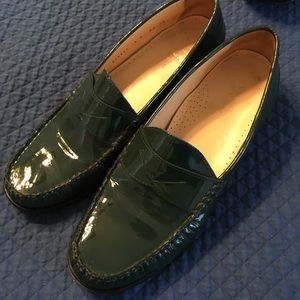Green patten leather Cole Haan loafers